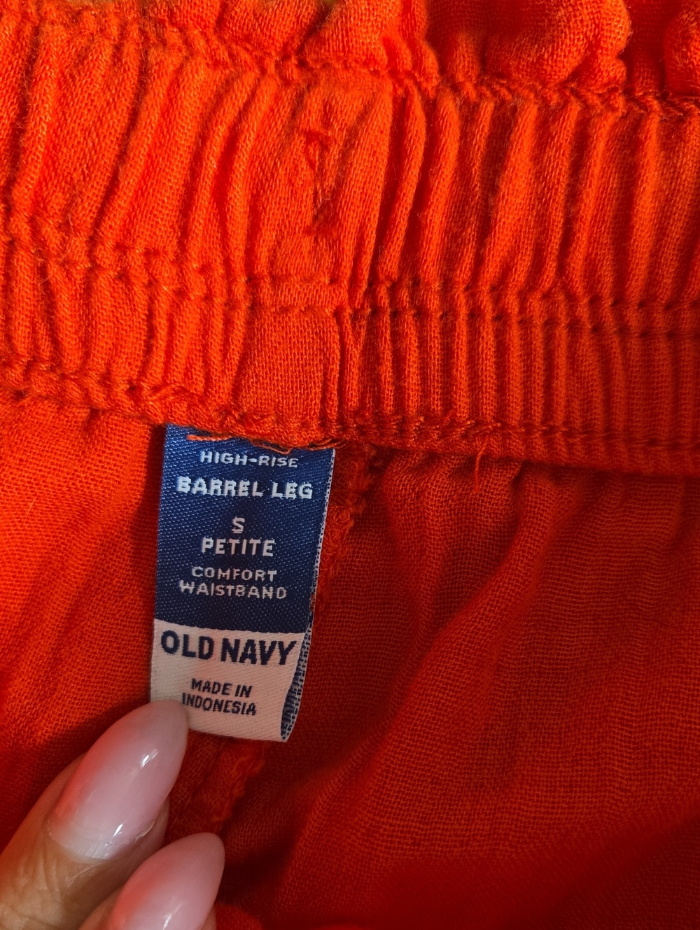 Old Navy Coral Crinkle Gauze Barrel Ankle Pants High Waist NWT Small Petite - Picture 6 of 8